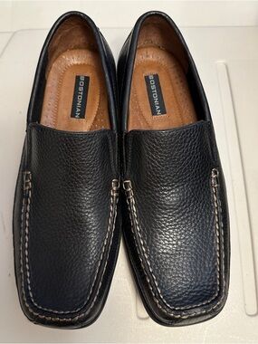 Bostonian Black Pebble Leather Slip-On Loafers